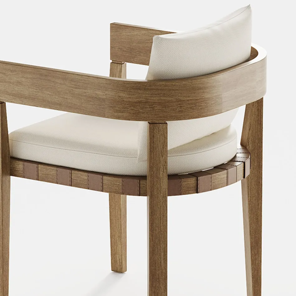 Fauteuil d'extérieur en tissu et structure en bois fabriqué en Italie - Briga Viadurini