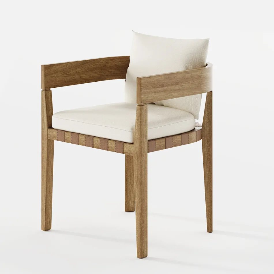 Fauteuil d'extérieur en tissu et structure en bois fabriqué en Italie - Briga Viadurini
