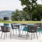 Fauteuil de jardin en acier et corde Made in Italy 2 pièces - Bronn Viadurini