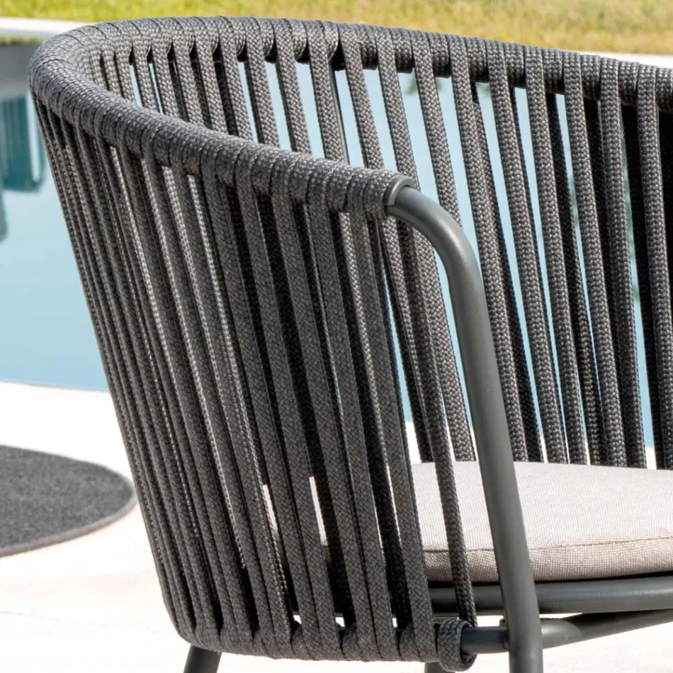 Fauteuil de jardin en acier et corde Made in Italy 2 pièces - Bronn Viadurini