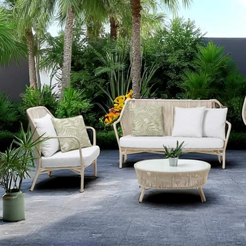 Chaise de jardin en aluminium et corde tressée - Asteria Viadurini