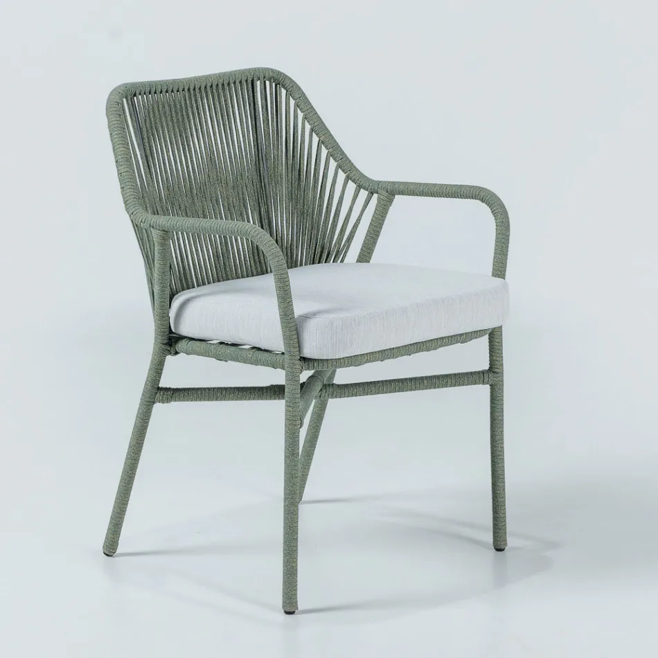 Chaise de jardin en aluminium et corde tressée - Asteria Viadurini