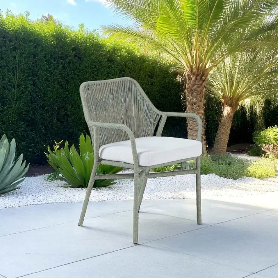 Chaise de jardin en aluminium et corde tressée - Asteria Viadurini