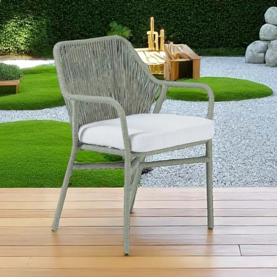 Chaise de jardin en aluminium et corde tressée - Asteria Viadurini