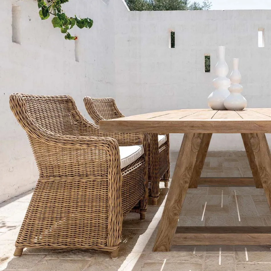 Fauteuil de jardin en tissage de fibres synthétiques Made in Italy - Tillie Viadurini