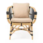 Fauteuil de jardin en rotin naturel avec coussins inclus - Catelyn Viadurini