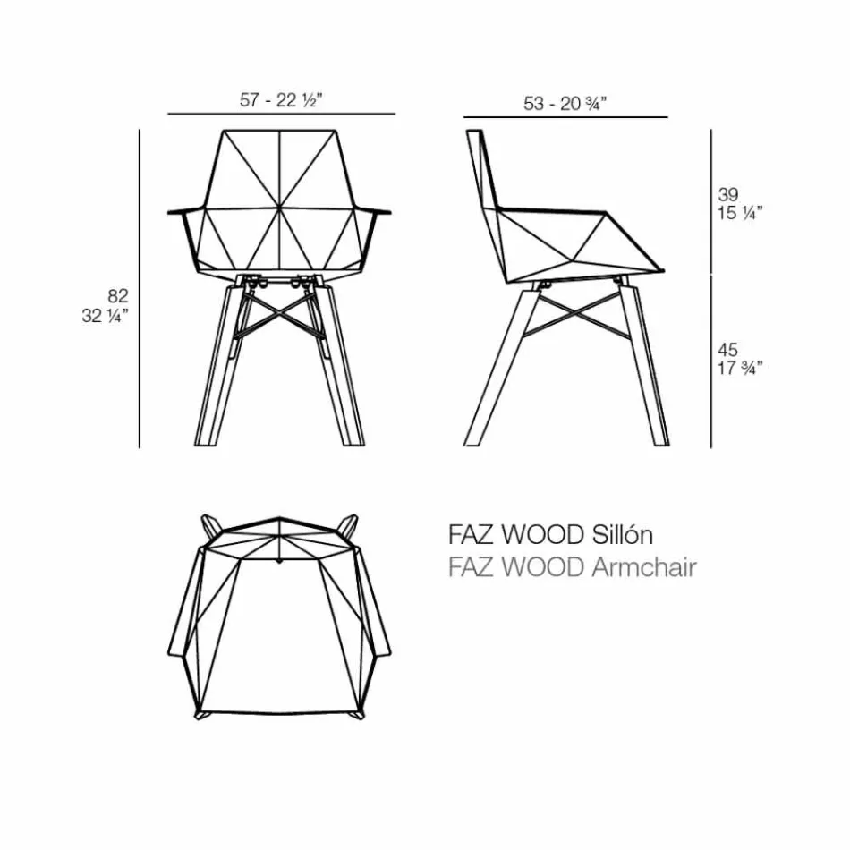 Fauteuil de salon design en polypropylène et bois - Faz Wood - Vondom Viadurini