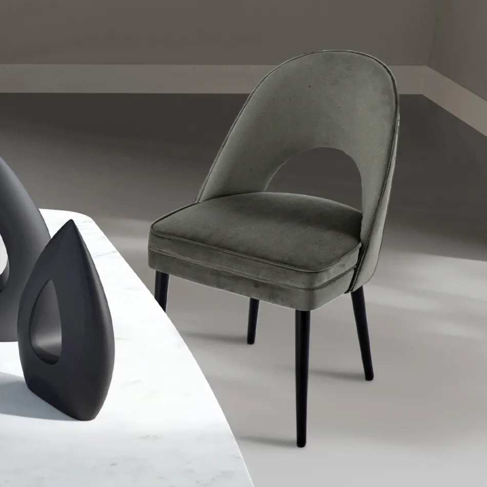 Fauteuil de salon en différents tissus avec coque en bois - Edgar Viadurini