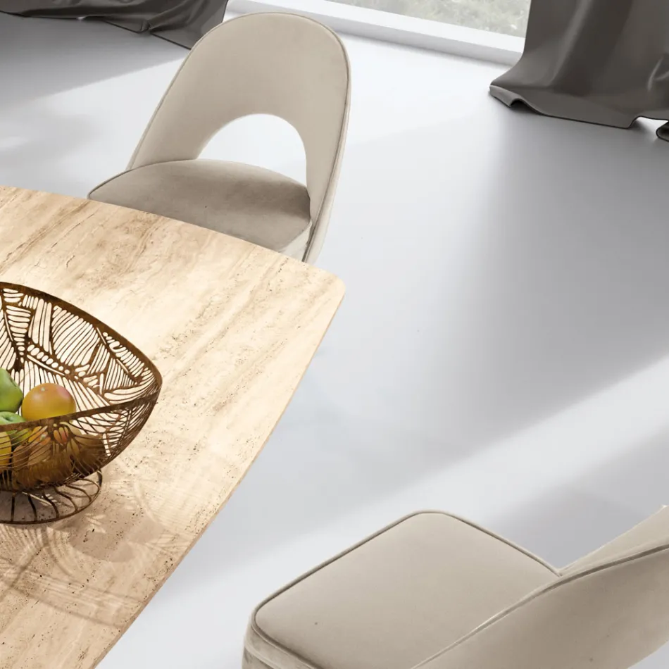 Fauteuil de salon en différents tissus avec coque en bois - Edgar Viadurini