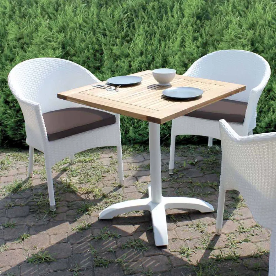 Chaise empilable en aluminium recouverte d'osier blanc - Bruma Viadurini