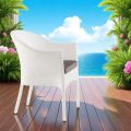 Chaise empilable en aluminium recouverte d'osier blanc - Bruma