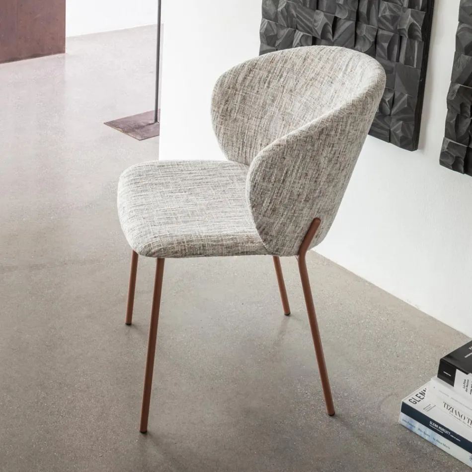 Fauteuil en métal et assise Neve Cashmere Made in Italy - Ivy Viadurini