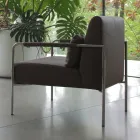 Fauteuil en métal et assise en éco-cuir Made in Italy - Menthe Viadurini