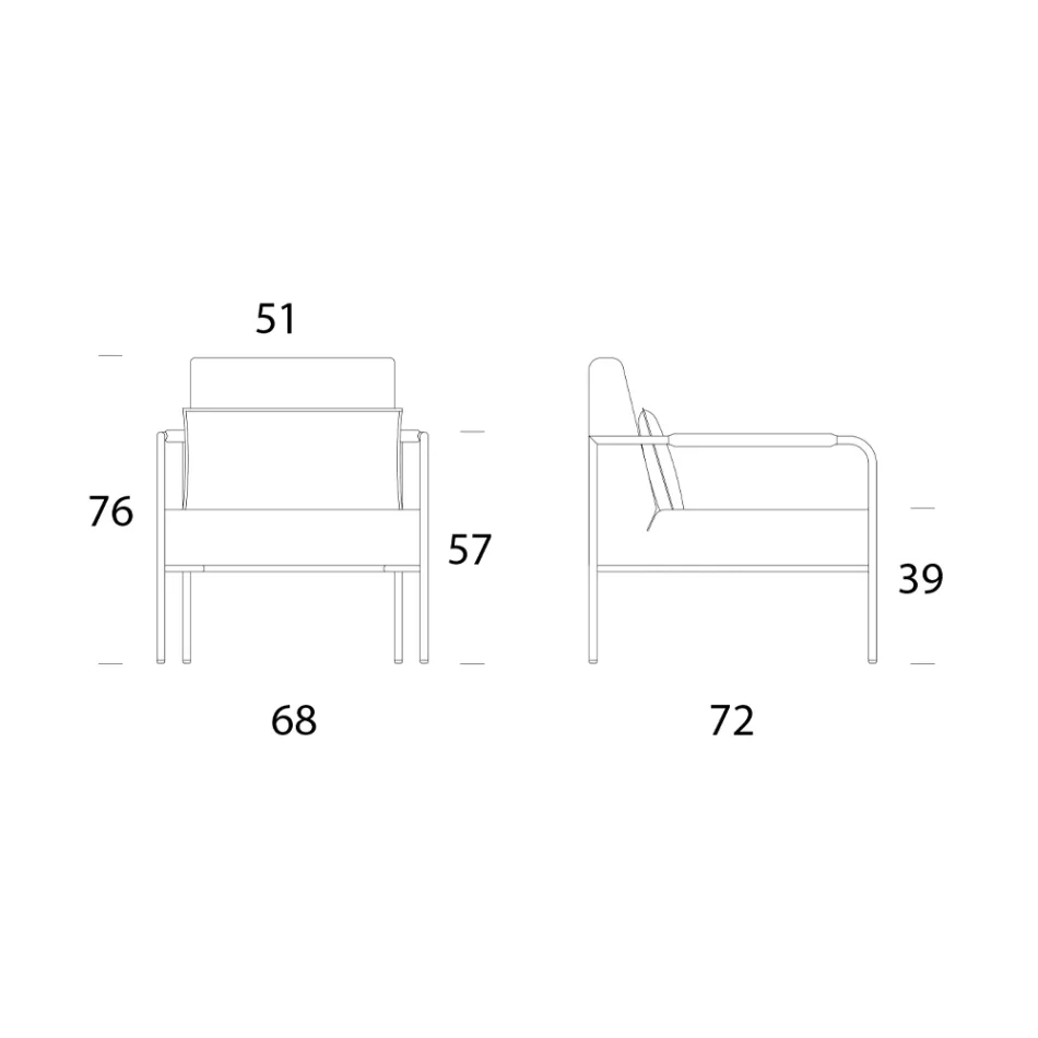 Fauteuil en métal et assise en éco-cuir Made in Italy - Menthe Viadurini