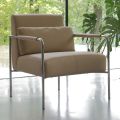 Fauteuil en métal et assise en éco-cuir Made in Italy - Menthe