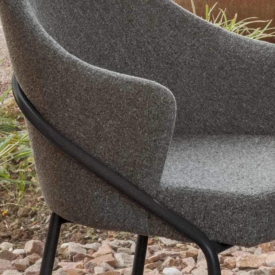 Fauteuil en métal et assise en tissu recyclé Made in Italy - Sauge Viadurini