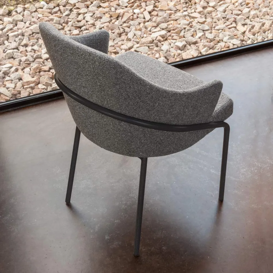 Fauteuil en métal et assise en tissu recyclé Made in Italy - Sauge Viadurini