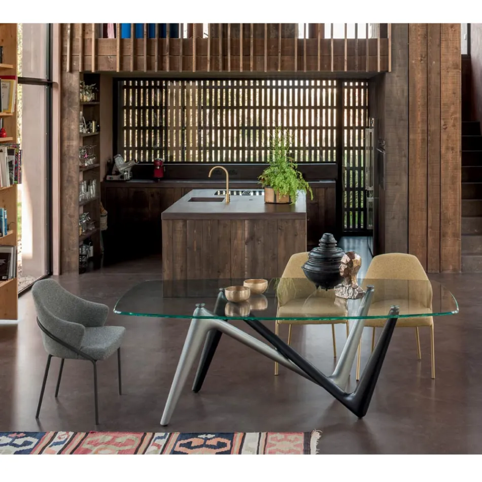 Fauteuil en métal et assise en tissu recyclé Made in Italy - Sauge Viadurini