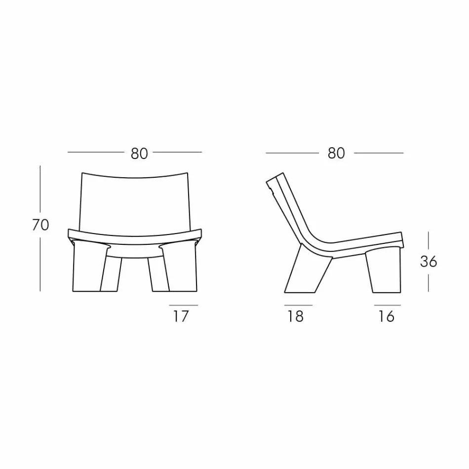 Fauteuil Lounge noir et blanc Slide Low Lita Anniversaire made Italy Viadurini