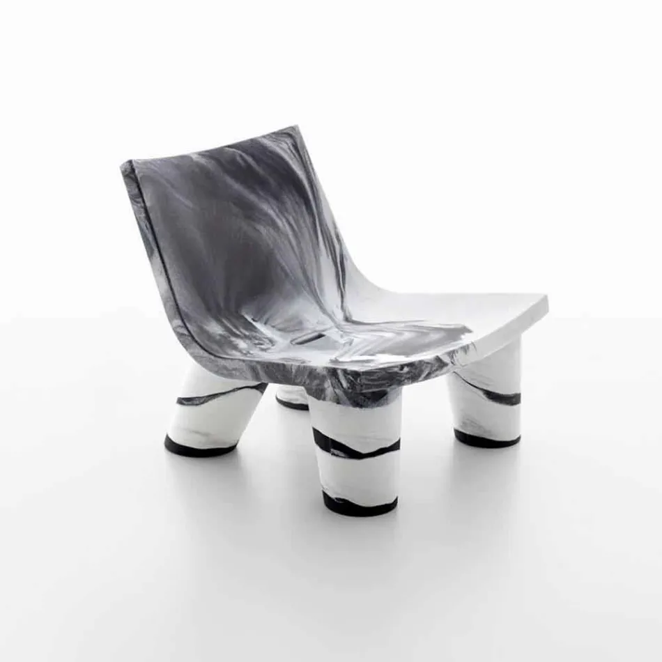 Fauteuil Lounge noir et blanc Slide Low Lita Anniversaire made Italy Viadurini