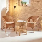 Fauteuil d'extérieur en osier avec coussin d'assise - Nathaniel Viadurini