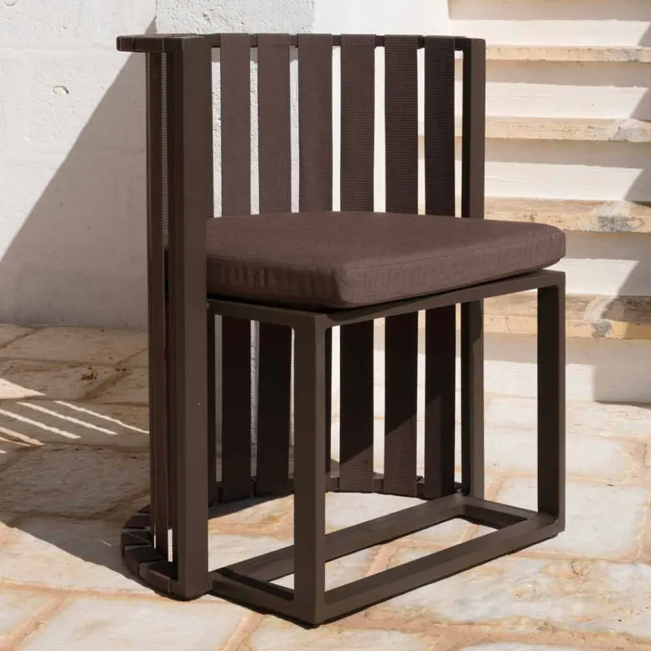 Fauteuil de salle à manger d'extérieur en aluminium et cordes design de luxe - Julie Viadurini