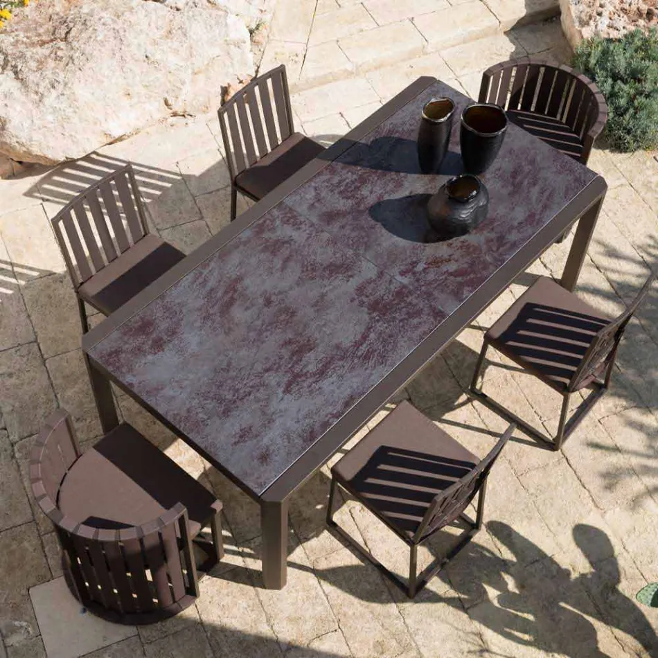 Fauteuil de salle à manger d'extérieur en aluminium et cordes design de luxe - Julie Viadurini