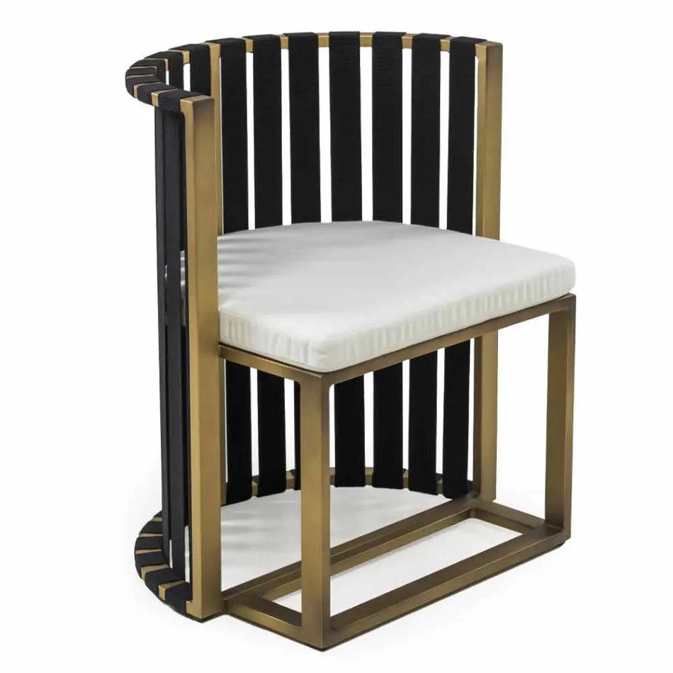 Fauteuil de salle à manger d'extérieur en aluminium et cordes design de luxe - Julie Viadurini