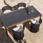 Fauteuil de salle à manger d'extérieur en aluminium et cordes design de luxe - Julie Viadurini