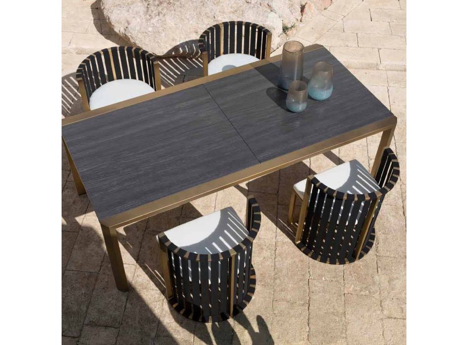 Fauteuil de salle à manger d'extérieur en aluminium et cordes design de luxe - Julie Viadurini