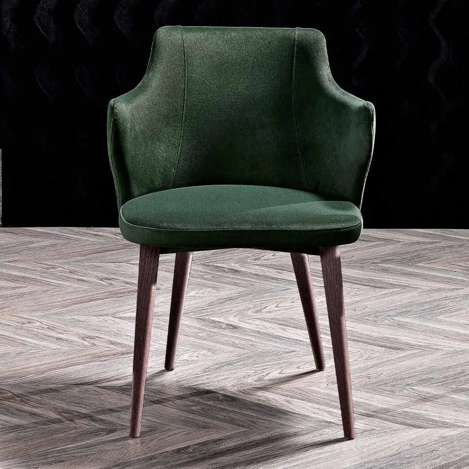 Fauteuil de Salle à Manger Design en Tissu Coloré et Frêne - Duchesse Viadurini