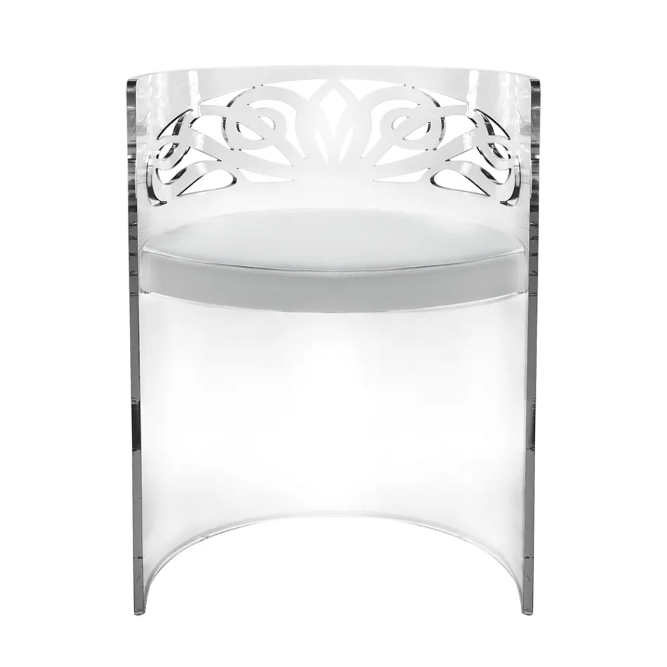 Fauteuil en plexiglas transparent avec assise rembourrée, fabriqué en Italie - Caelia Viadurini
