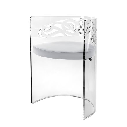 Fauteuil en plexiglas transparent avec assise rembourrée, fabriqué en Italie - Caelia Viadurini