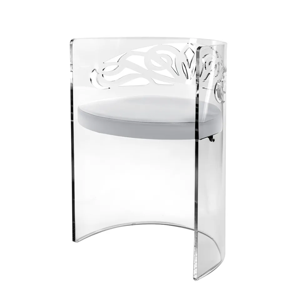 Fauteuil en plexiglas transparent avec assise rembourrée, fabriqué en Italie - Caelia Viadurini