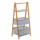 Porte-accessoires de salle de bain design en tissu Vercelli et bambou Viadurini