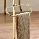 Porte-serviettes de sol avec porte-savon vintage en laiton et céramique - Rouen Viadurini