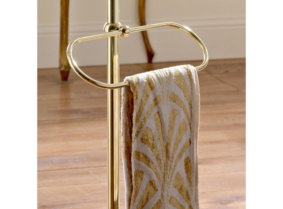 Porte-serviettes de sol avec porte-savon vintage en laiton et céramique - Rouen Viadurini