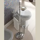 Porte-serviettes de sol avec porte-savon vintage en laiton et céramique - Rouen Viadurini