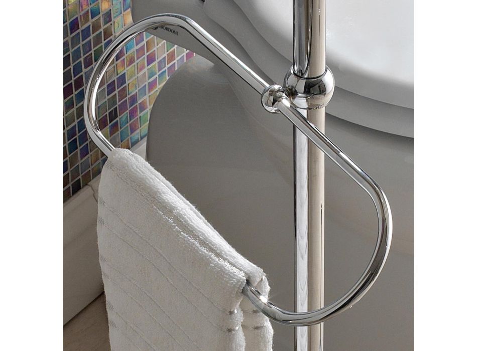 Porte-serviettes de sol avec porte-savon vintage en laiton et céramique - Rouen Viadurini