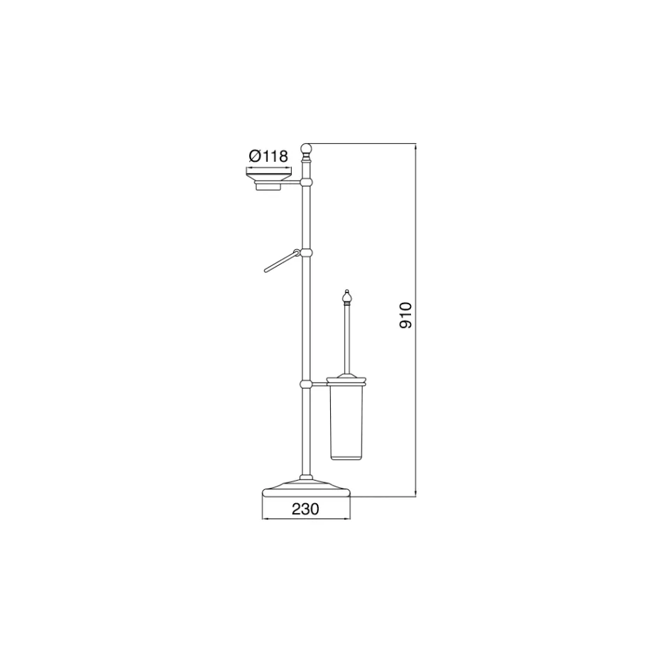 Porte-serviettes de sol avec porte-savon vintage en laiton et céramique - Rouen Viadurini