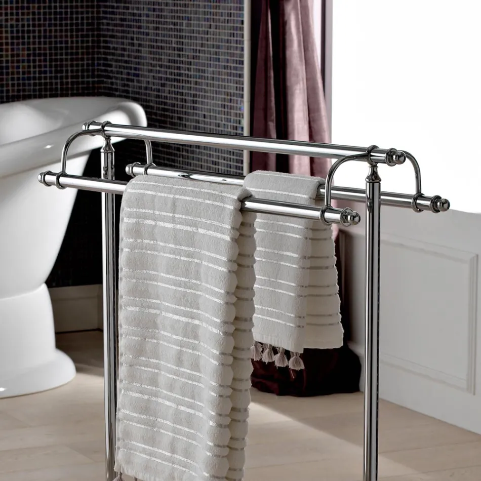 Porte-serviettes de sol en laiton style vintage fabriqué en Italie - Umaima Viadurini