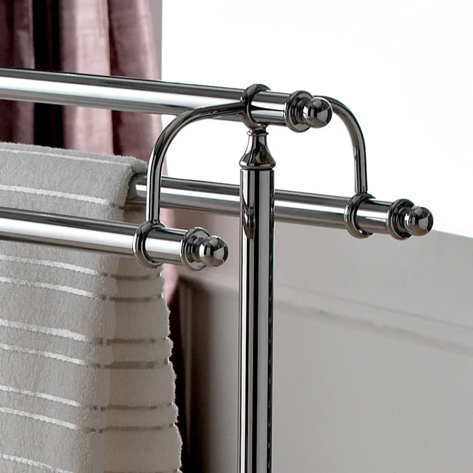 Porte-serviettes de sol en laiton style vintage fabriqué en Italie - Umaima Viadurini