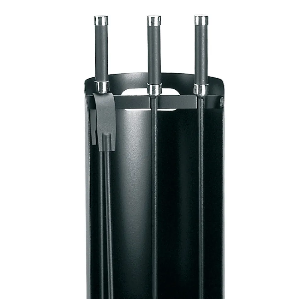 Porte-outils avec 3 outils de cheminée en métal fabriqués en Italie - Bazar Viadurini