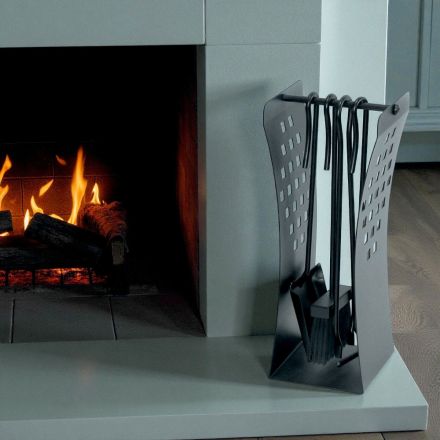 Porte-outils aux lignes modernes en métal et 4 outils fabriqués en Italie - Maiko Viadurini