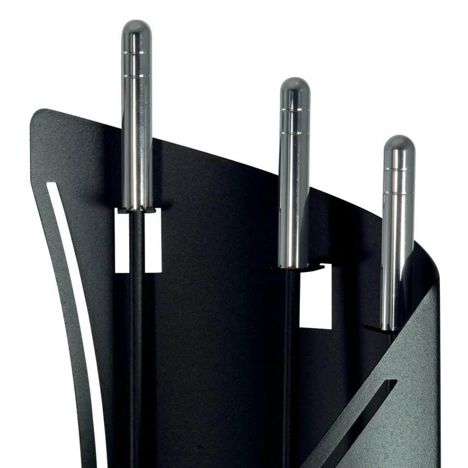 Porte-outils fixe avec 3 outils de cheminée fabriqués en Italie - Turban Viadurini