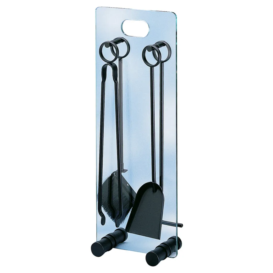 Porte-outils en cristal trempé avec 4 accessoires fabriqués en Italie - Zèbre Viadurini