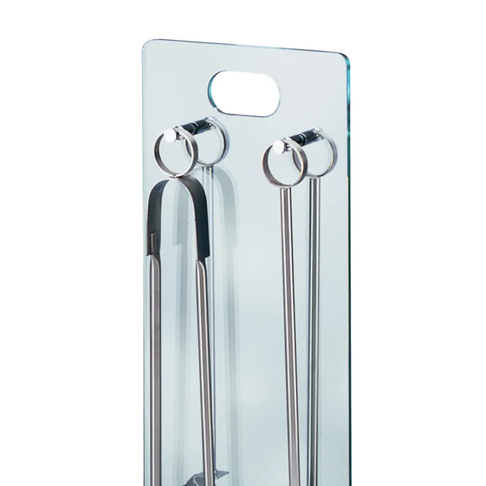 Porte-outils en cristal trempé avec 4 accessoires fabriqués en Italie - Zèbre Viadurini