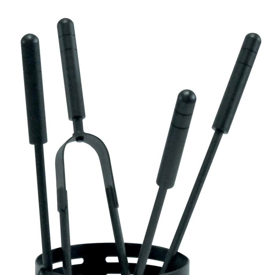 Porte-outils de cheminée avec 4 outils inclus Fabriqué en Italie - Merlo Viadurini