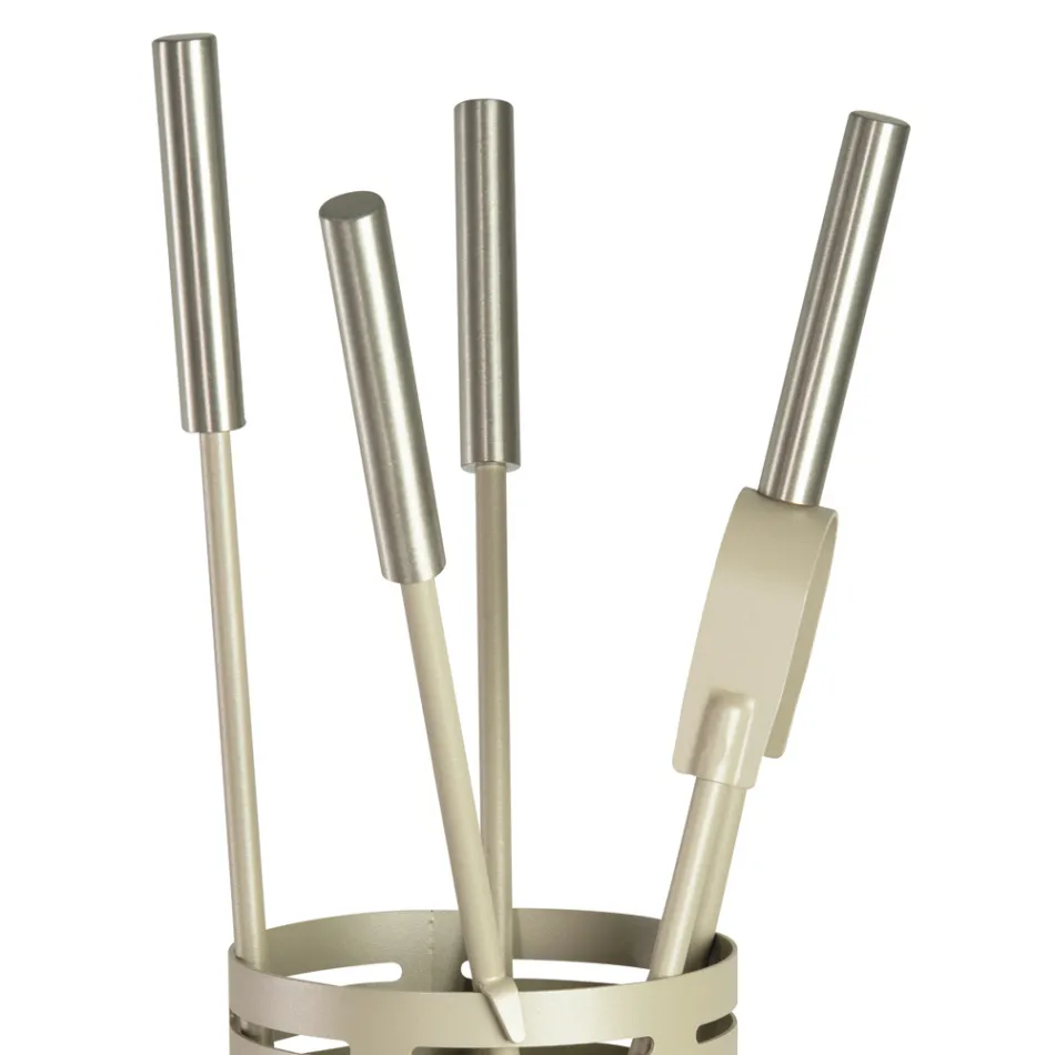 Porte-outils de cheminée avec 4 outils inclus Fabriqué en Italie - Merlo Viadurini