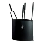 Porte-outils de cheminée en métal avec 4 accessoires fabriqués en Italie - Canarino Viadurini